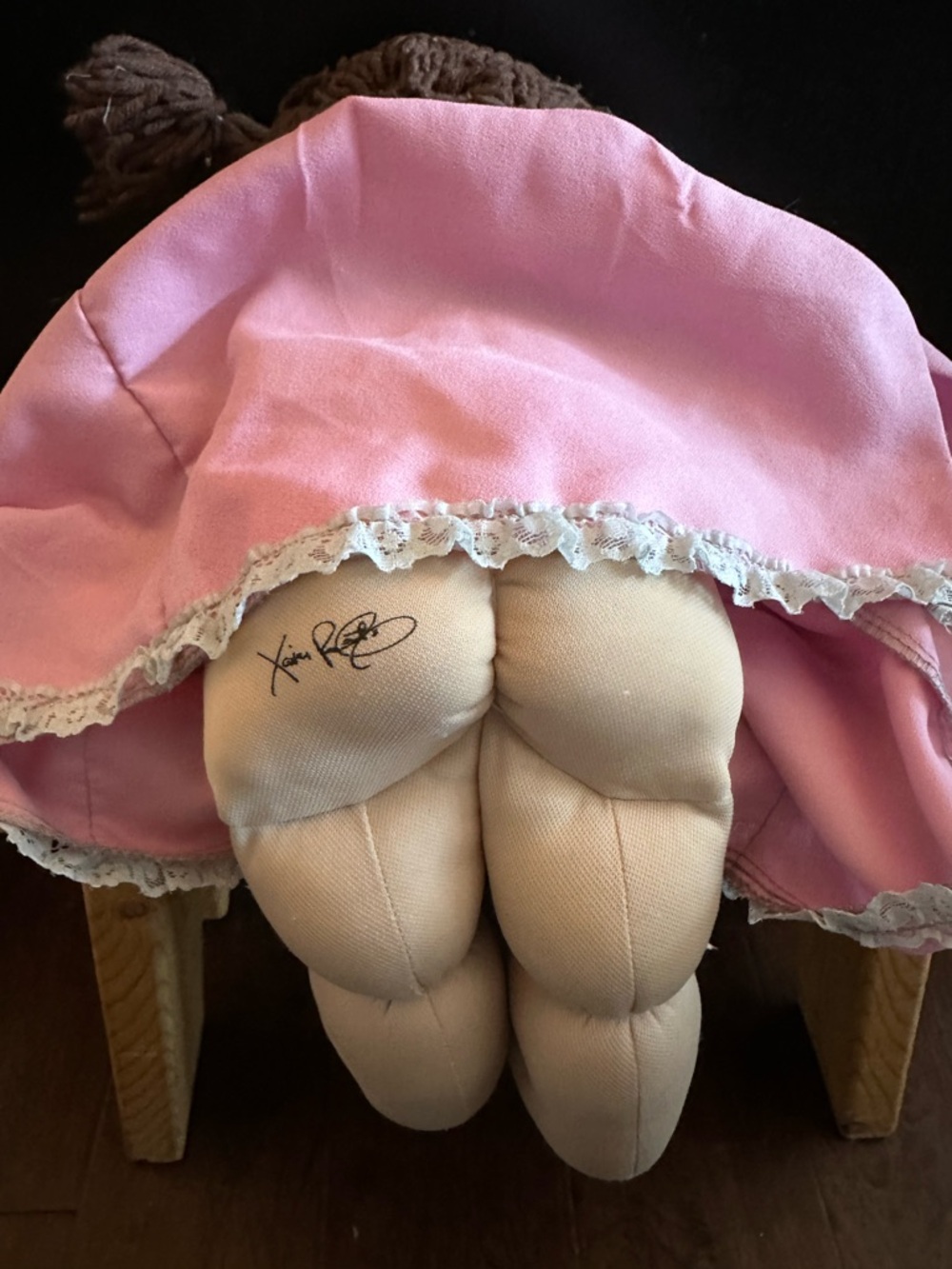 Vintage Cabbage Patch Kids Doll Signed Xavier Roberts 16” Pink Dress Blue Eyes